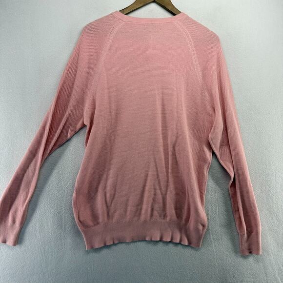 J Crew Sweater men's Large Pink Cotton Seed Stitch Lightweight Crew Preppy NEW - Picture 8 of 10